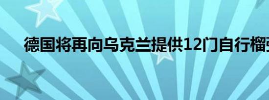 德国将再向乌克兰提供12门自行榴弹炮