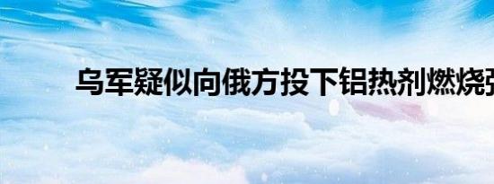 乌军疑似向俄方投下铝热剂燃烧弹