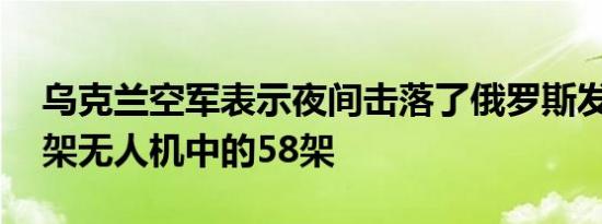 乌克兰空军表示夜间击落了俄罗斯发射的67架无人机中的58架