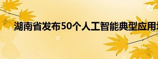 湖南省发布50个人工智能典型应用场景