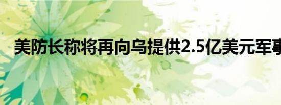美防长称将再向乌提供2.5亿美元军事支持