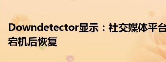 Downdetector显示：社交媒体平台X在短暂宕机后恢复