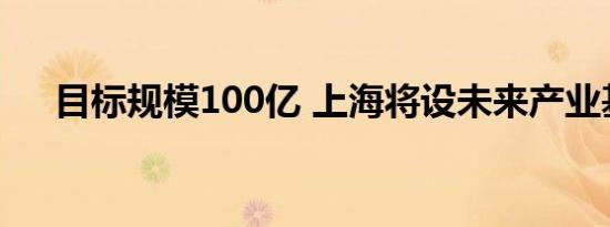 目标规模100亿 上海将设未来产业基金
