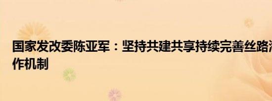 国家发改委陈亚军：坚持共建共享持续完善丝路海运国际合作机制