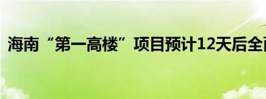 海南“第一高楼”项目预计12天后全面复工
