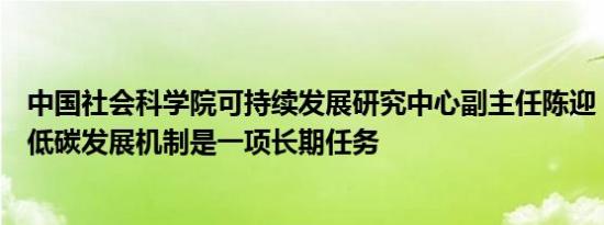 中国社会科学院可持续发展研究中心副主任陈迎：健全绿色低碳发展机制是一项长期任务
