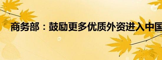 商务部：鼓励更多优质外资进入中国市场