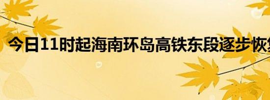 今日11时起海南环岛高铁东段逐步恢复开行