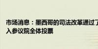 市场消息：墨西哥的司法改革通过了参议院委员会的审议进入参议院全体投票