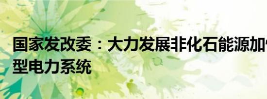 国家发改委：大力发展非化石能源加快构建新型电力系统