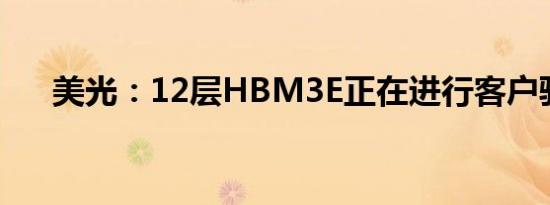美光：12层HBM3E正在进行客户验证
