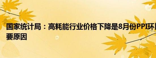 国家统计局：高耗能行业价格下降是8月份PPI环比下降的主要原因