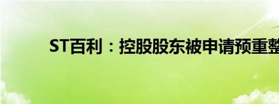 ST百利：控股股东被申请预重整