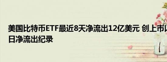 美国比特币ETF最近8天净流出12亿美元 创上市以来最长单日净流出纪录