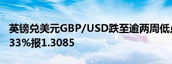 英镑兑美元GBP/USD跌至逾两周低点日内跌33%报1.3085
