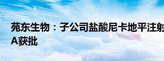 苑东生物：子公司盐酸尼卡地平注射液ANDA获批