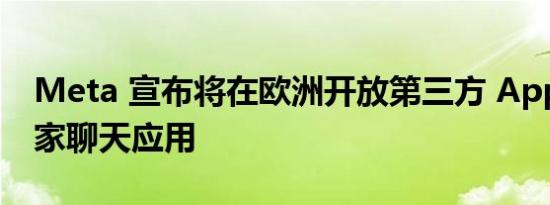 Meta 宣布将在欧洲开放第三方 App 接入自家聊天应用