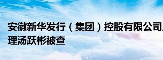 安徽新华发行（集团）控股有限公司原副总经理汤跃彬被查