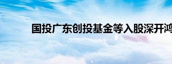 国投广东创投基金等入股深开鸿