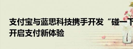 支付宝与蓝思科技携手开发“碰一下”产品 开启支付新体验