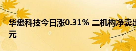 华懋科技今日涨0.31% 二机构净卖出1.41亿元