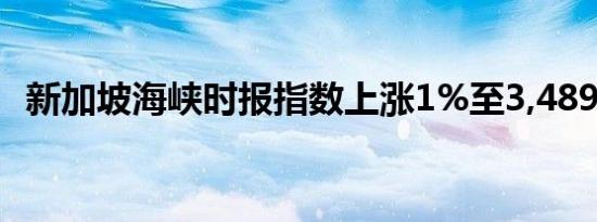 新加坡海峡时报指数上涨1%至3,489.36点