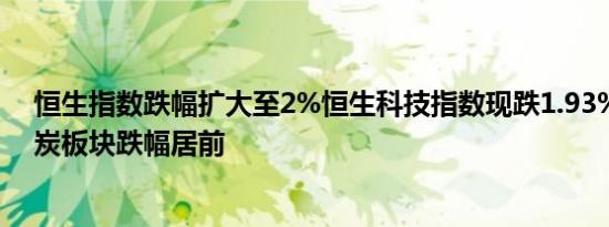 恒生指数跌幅扩大至2%恒生科技指数现跌1.93%油气、煤炭板块跌幅居前