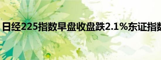日经225指数早盘收盘跌2.1%东证指数跌2%
