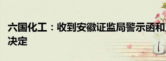 六国化工：收到安徽证监局警示函和监管谈话决定