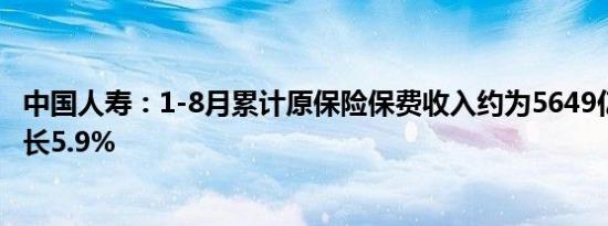 中国人寿：1-8月累计原保险保费收入约为5649亿元 同比增长5.9%