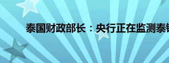 泰国财政部长：央行正在监测泰铢