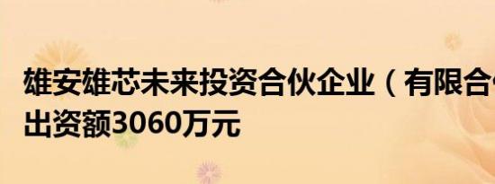 雄安雄芯未来投资合伙企业（有限合伙）成立出资额3060万元