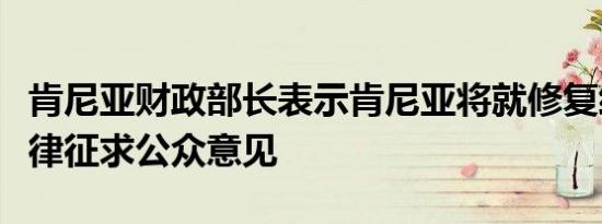 肯尼亚财政部长表示肯尼亚将就修复经济的法律征求公众意见