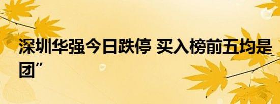 深圳华强今日跌停 买入榜前五均是“拉萨天团”