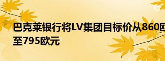 巴克莱银行将LV集团目标价从860欧元下调至795欧元