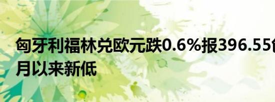 匈牙利福林兑欧元跌0.6%报396.55创下一个月以来新低