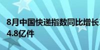 8月中国快递指数同比增长12.6% 日均业务量4.8亿件