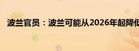 波兰官员：波兰可能从2026年起降低电价