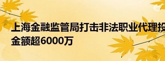上海金融监管局打击非法职业代理投诉 涉案金额超6000万