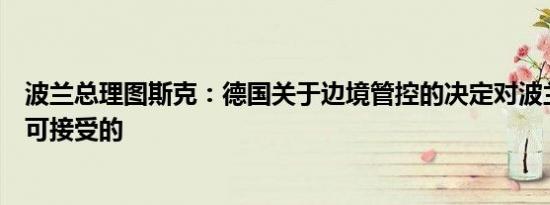 波兰总理图斯克：德国关于边境管控的决定对波兰来说是不可接受的