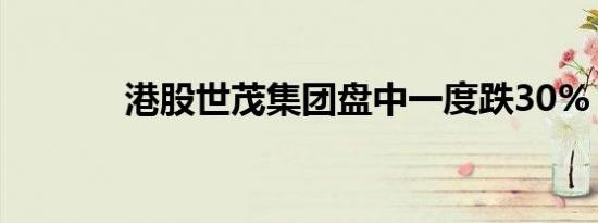 港股世茂集团盘中一度跌30%