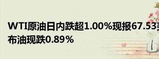 WTI原油日内跌超1.00%现报67.53美元/桶；布油现跌0.89%
