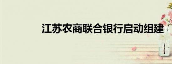 江苏农商联合银行启动组建