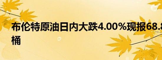 布伦特原油日内大跌4.00%现报68.86美元/桶