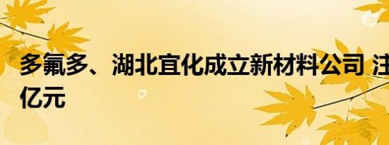 多氟多、湖北宜化成立新材料公司 注册资本1亿元