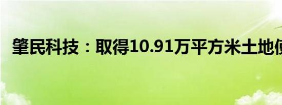 肇民科技：取得10.91万平方米土地使用权