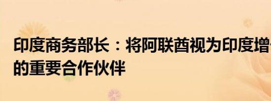 印度商务部长：将阿联酋视为印度增长故事中的重要合作伙伴