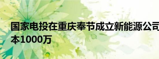 国家电投在重庆奉节成立新能源公司 注册资本1000万