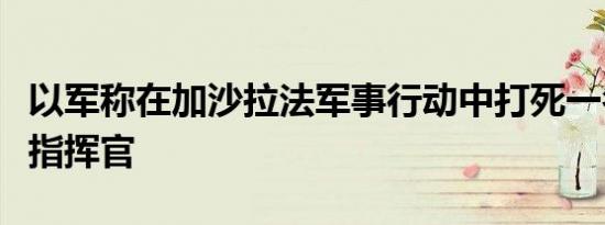以军称在加沙拉法军事行动中打死一名哈马斯指挥官