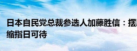 日本自民党总裁参选人加藤胜信：摆脱通货紧缩指日可待